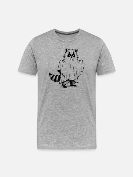 Raccoon in ghost costume illustration - Men's Premium Organic T-Shirt - heather grey