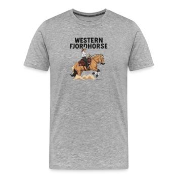 Western Fjord Horse Rider - Men's Premium Organic T-Shirt - heather grey - Front - Damien (186cm)