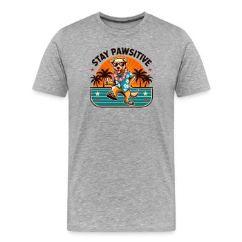 Stay Pawsitive - Hawaiian Dog with Summer Vibes - Men's Premium Organic T-Shirt - heather grey - Front - Damien (186cm)