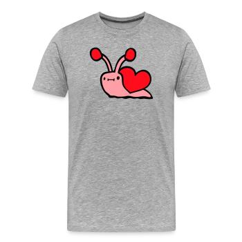 Escargot Coeur Escargot Coquille Mignon Amour Romantique - T-shirt bio Premium Homme - gris chiné - Devant - Damien (186cm)