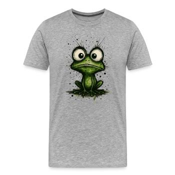 Funny Frog with Big Eyes – comic strip splash - Men's Premium Organic T-Shirt - heather grey - Front - Damien (186cm)