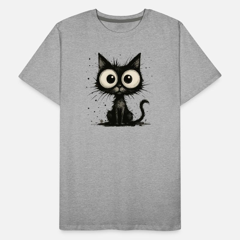 Drôle de chat noir avec de grands yeux – splash T-shirt bio Premium Homme