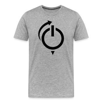 Logo de redémarrage du bouton d’alimentation - T-shirt bio Premium Homme - gris chiné - Devant - Damien (186cm)