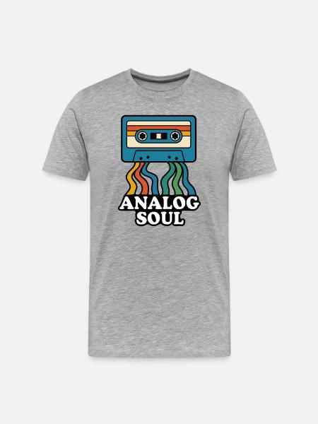 Analog Soul Kassette Design - Männer Premium Bio T-Shirt - Grau meliert