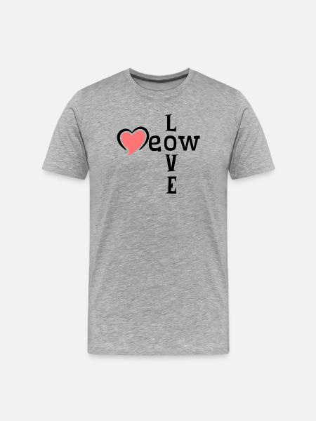 Pink Heart Silhouette on Black - Men's Premium Organic T-Shirt - heather grey