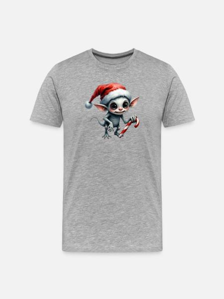 Christmas Elf with Cane - Men's Premium Organic T-Shirt - heather grey