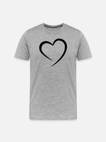 Herz - Männer Premium Bio T-Shirt - Grau meliert