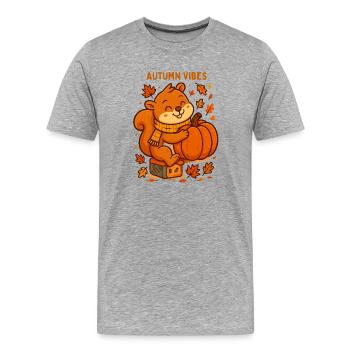 Autumn squirrel with pumpkin autumn autumn - Men's Premium Organic T-Shirt - heather grey - Front - Damien (186cm)