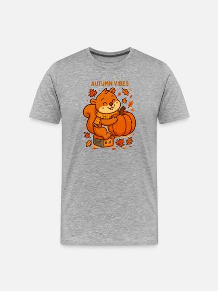 Autumn squirrel with pumpkin autumn autumn - Men's Premium Organic T-Shirt - heather grey