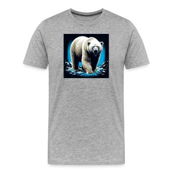 ours blanc - T-shirt bio Premium Homme - gris chiné - Devant - Damien (186cm)