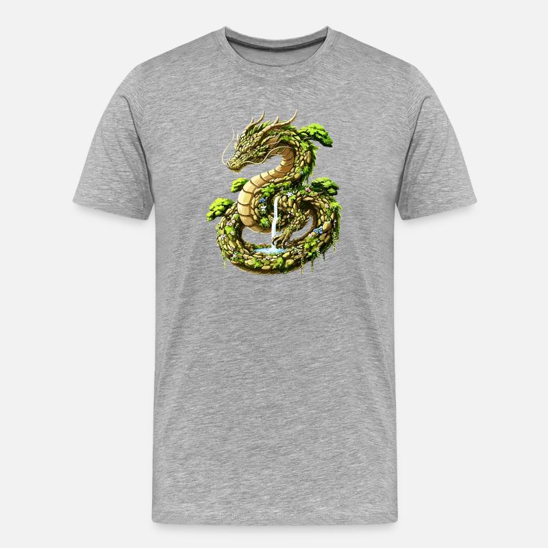Erd-Geist-Drache - Männer Premium Bio T-Shirt - Grau meliert