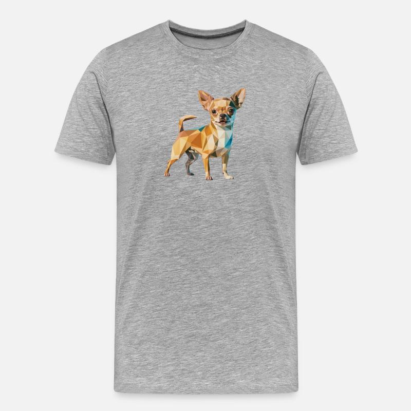 Chihuahua - Cooles Low-Poly-Logo - Männer Premium Bio T-Shirt - Grau meliert