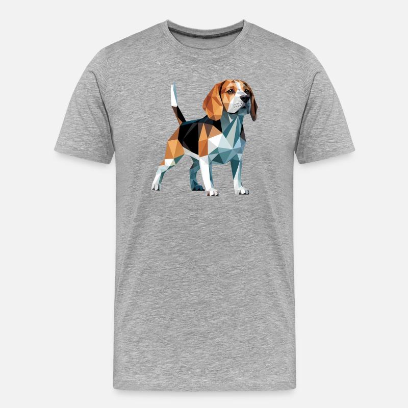 Bulldog - Cooles Low Poly Logo - Männer Premium Bio T-Shirt - Grau meliert