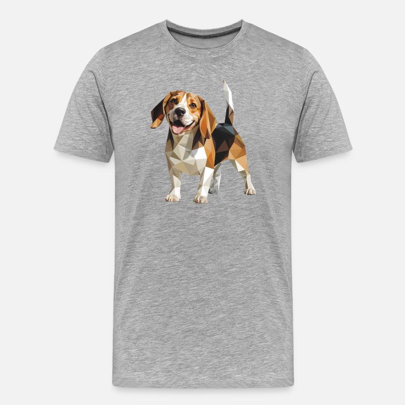 Beagle - Cooles Low Poly Logo - Männer Premium Bio T-Shirt - Grau meliert