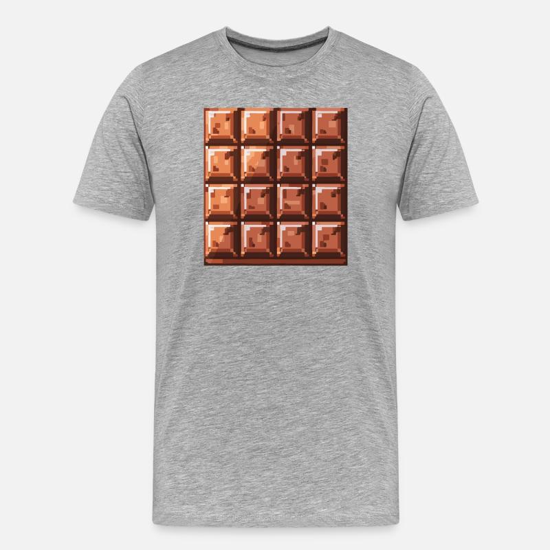 Pixel Schoko Quadrat Muster - Männer Premium Bio T-Shirt - Grau meliert