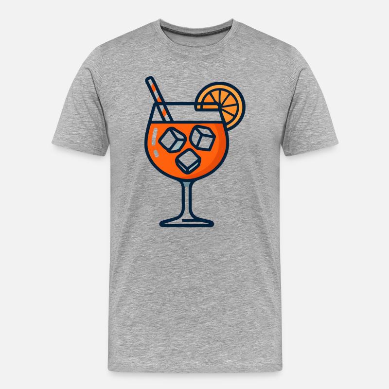 Orange Spritz Glas mit Eis - Männer Premium Bio T-Shirt - Grau meliert