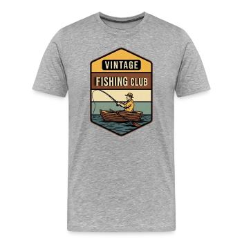 Club de pêche vintage pour les pêcheurs et les pêcheurs - T-shirt bio Premium Homme - gris chiné - Devant - Damien (186cm)