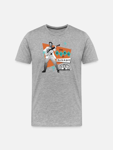 Design Elvis Presley Le Roi Du Rock & Roll - T-shirt bio Premium Homme - gris chiné