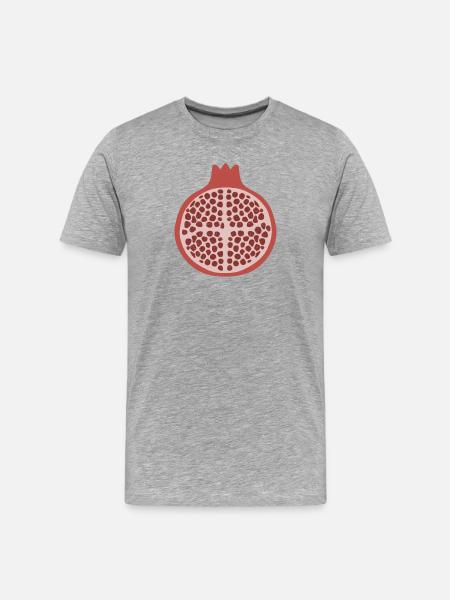 Granatapfel-Hälfte - Männer Premium Bio T-Shirt - Grau meliert