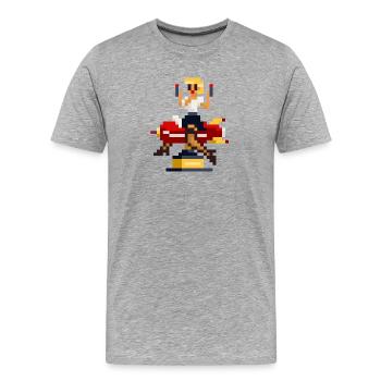 pixel pinup: pew pew - Männer Premium Bio T-Shirt - Grau meliert - Vorne - Damien (186cm)
