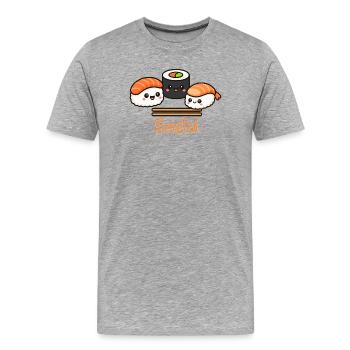 Kawaii Sushi Illustration – süßes Asia Design - Männer Premium Bio T-Shirt - Grau meliert - Vorne - Damien (186cm)