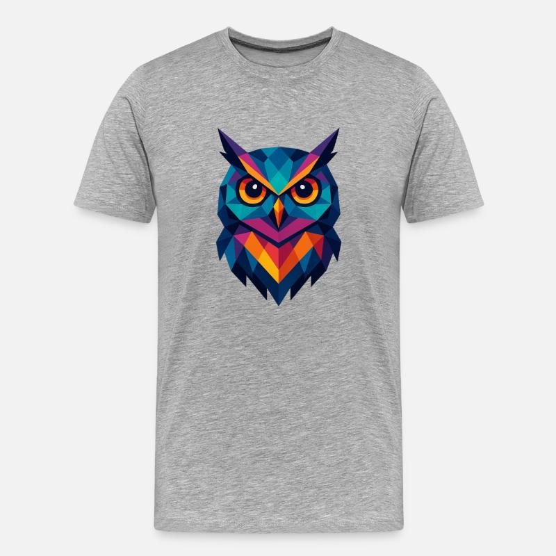 Eule | Eulenkopf Print - Männer Premium Bio T-Shirt - Grau meliert