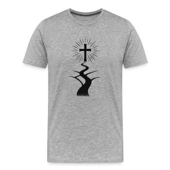 Chemin de Croisement / Le Chemin Étroit - T-shirt bio Premium Homme - gris chiné - Devant - Damien (186cm)
