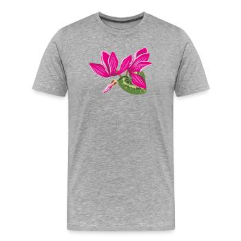 Bouquet de fleurs de cyclamens - T-shirt bio Premium Homme - gris chiné - Devant - Damien (186cm)