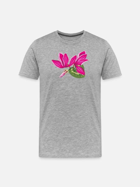 Strauß Alpenveilchenblüten - Männer Premium Bio T-Shirt - Grau meliert