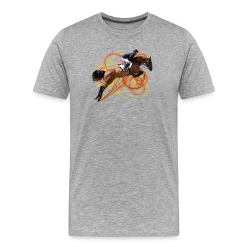 Galop de tourbillon de flammes - T-shirt bio Premium Homme - gris chiné - Devant - Damien (186cm)