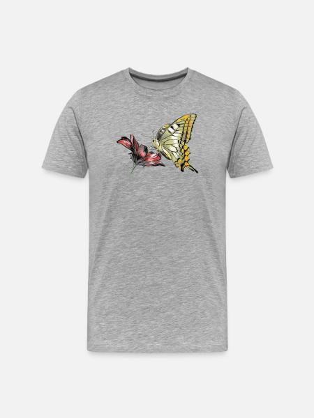 Butterfly in bloom - Men's Premium Organic T-Shirt - heather grey