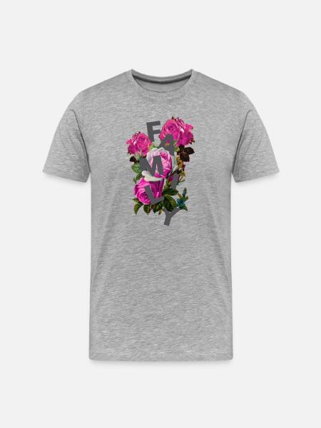 Floral Family Monogram Collage - Men's Premium Organic T-Shirt - heather grey