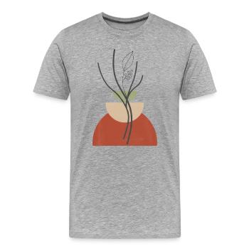Vase Plante Géométrique - T-shirt bio Premium Homme - gris chiné - Devant - Damien (186cm)