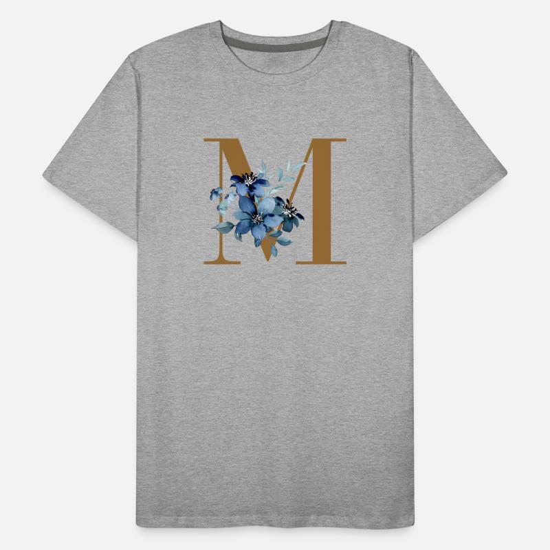 Monogramm M mit Blaublüten Männer Premium Bio T-Shirt