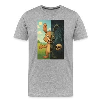 Lapin mort vivant zombie Halloween  - T-shirt bio Premium Homme - gris chiné - Devant - Damien (186cm)