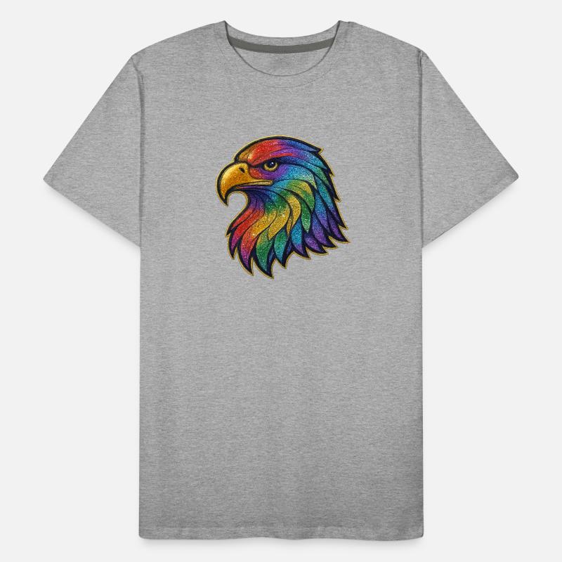 Regenbogen Adler Kopf Patch Männer Premium Bio T-Shirt