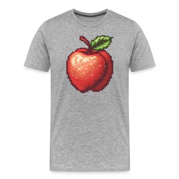 Retro Pixel Apfel - Männer Premium Bio T-Shirt - Grau meliert - Vorne - Damien (186cm)