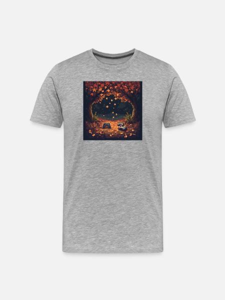 Pixel Autumn Leaves - Men's Premium Organic T-Shirt - heather grey
