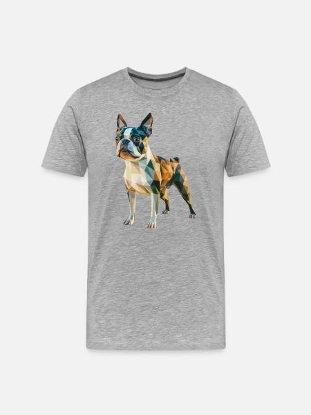 Bouledogue français - Logo Low Poly cool - T-shirt bio Premium Homme - gris chiné
