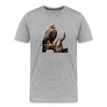 Imperial eagle on mossy branch - Men's Premium Organic T-Shirt - heather grey - Front - Damien (186cm)