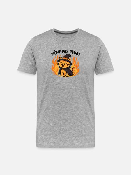 Witch Cat Flame Halloween - Men's Premium Organic T-Shirt - heather grey