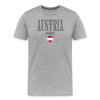 Originaire d’Autriche, né en Autriche - T-shirt bio Premium Homme - gris chiné - Devant - Damien (186cm)
