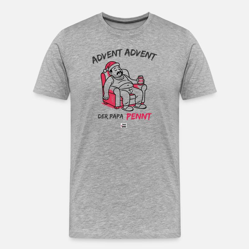 Advent, Advent, der Papa pennt - Männer Premium Bio T-Shirt - Grau meliert