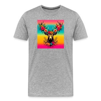 Hirsch - Männer Premium Bio T-Shirt - Grau meliert - Vorne - Damien (186cm)