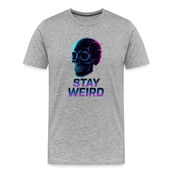 Restez bizarre Neon Skull - T-shirt bio Premium Homme - gris chiné - Devant - Damien (186cm)