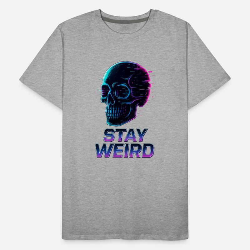 Stay Weird Neon Schädel Männer Premium Bio T-Shirt
