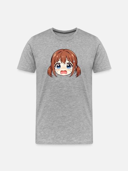 Weeping Manga Face - Men's Premium Organic T-Shirt - heather grey