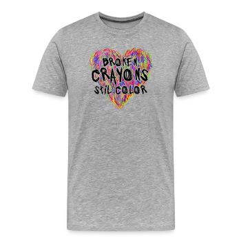 Broken Crayons Still Color Mental Health Awareness - Männer Premium Bio T-Shirt - Grau meliert - Vorne - Damien (186cm)