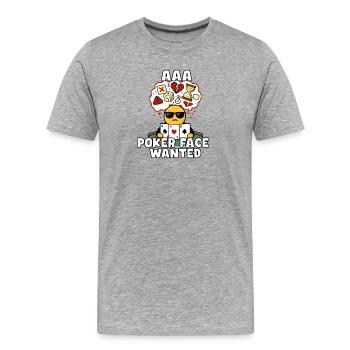 AAA Poker Face Wanted - Men's Premium Organic T-Shirt - heather grey - Front - Damien (186cm)