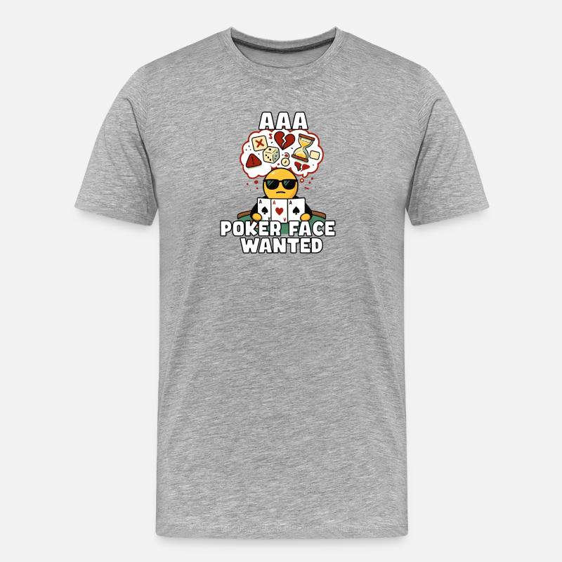 AAA Poker Face gesucht - Männer Premium Bio T-Shirt - Grau meliert